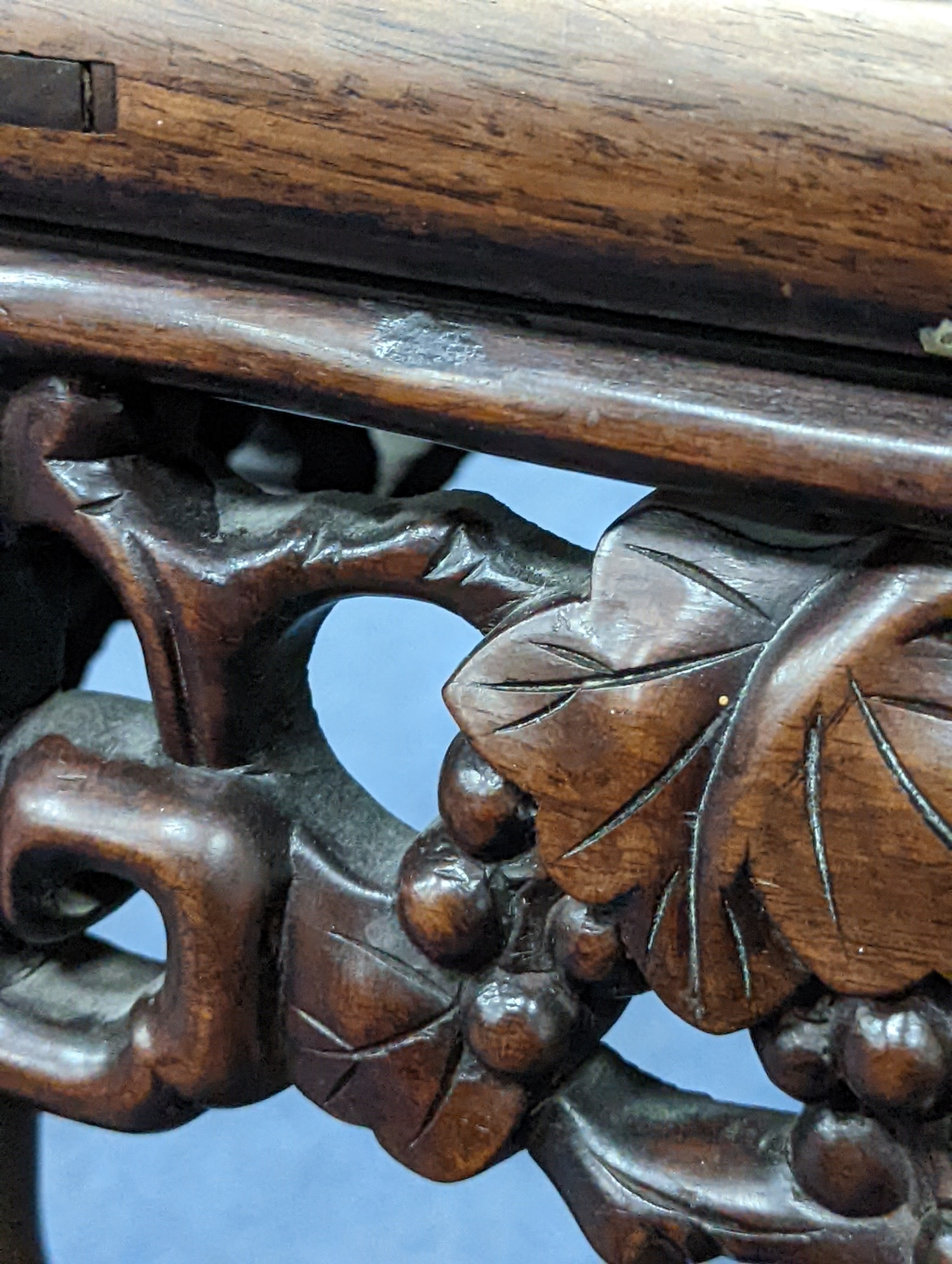 An early 20th century Chinese square hongmu table, 82cm wide x 46cm high